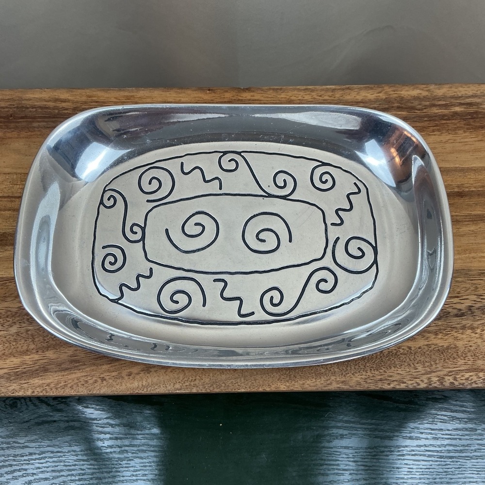 Wilton Armetale Pewter Tray 9.25" x 6.5" Swirl Pattern